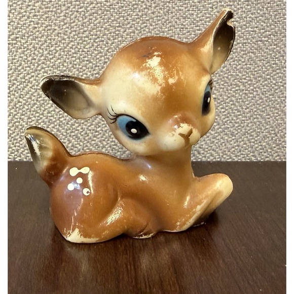 Other - Vtg Kitschy Celluloid Plastic Fawn Deer Figure Figurine Brown Laying Down